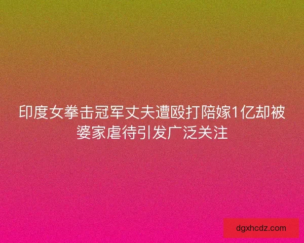 印度女拳击冠军丈夫遭殴打陪嫁1亿却被婆家虐待引发广泛关注