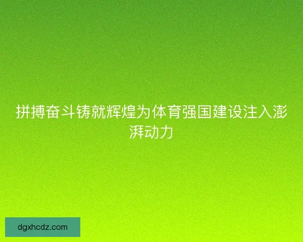 拼搏奋斗铸就辉煌为体育强国建设注入澎湃动力