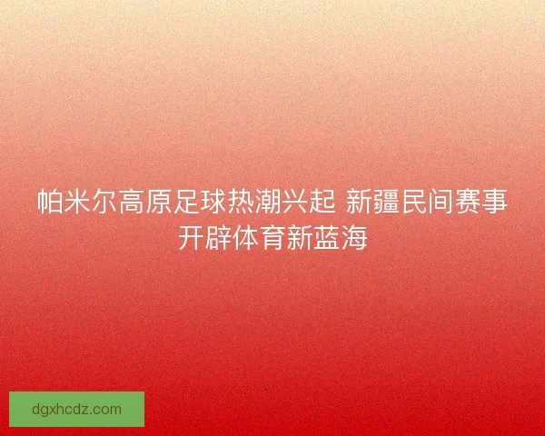 帕米尔高原足球热潮兴起 新疆民间赛事开辟体育新蓝海 帕米尔高原足球热潮兴起 新疆民间赛事开辟体育新蓝海
